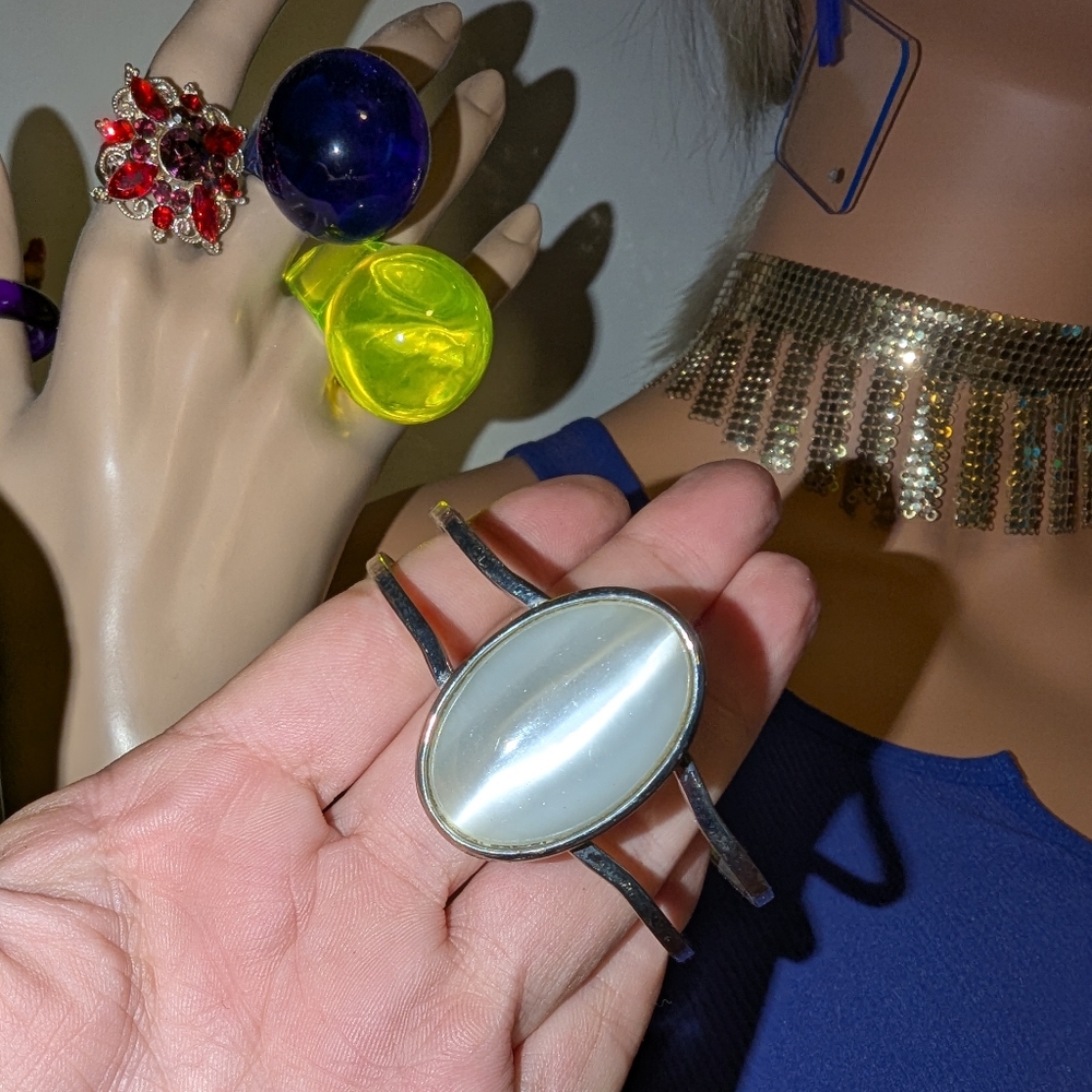 EVC WHITE MOONGLOW CLAMPER BRACELET